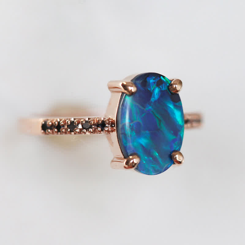 Isabella - 3-Piece Sapphire & Opal Ring Set for Women