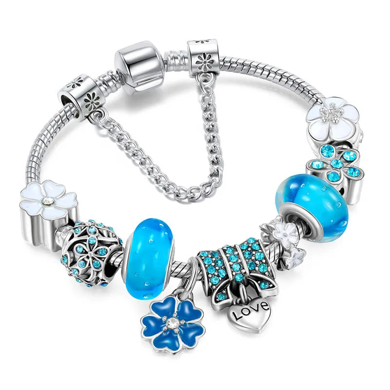 CharmBracelet 925 - Elegant Sterling Silver Flower Bracelet