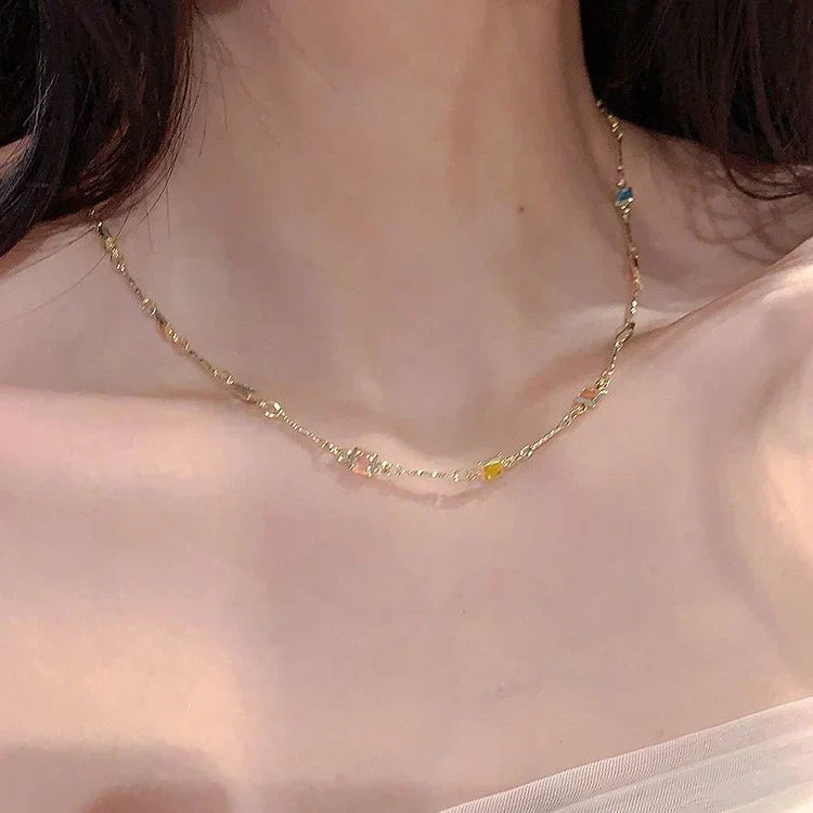 Ivy - Gold/Silver Necklace with Colourful Gemstones for Women