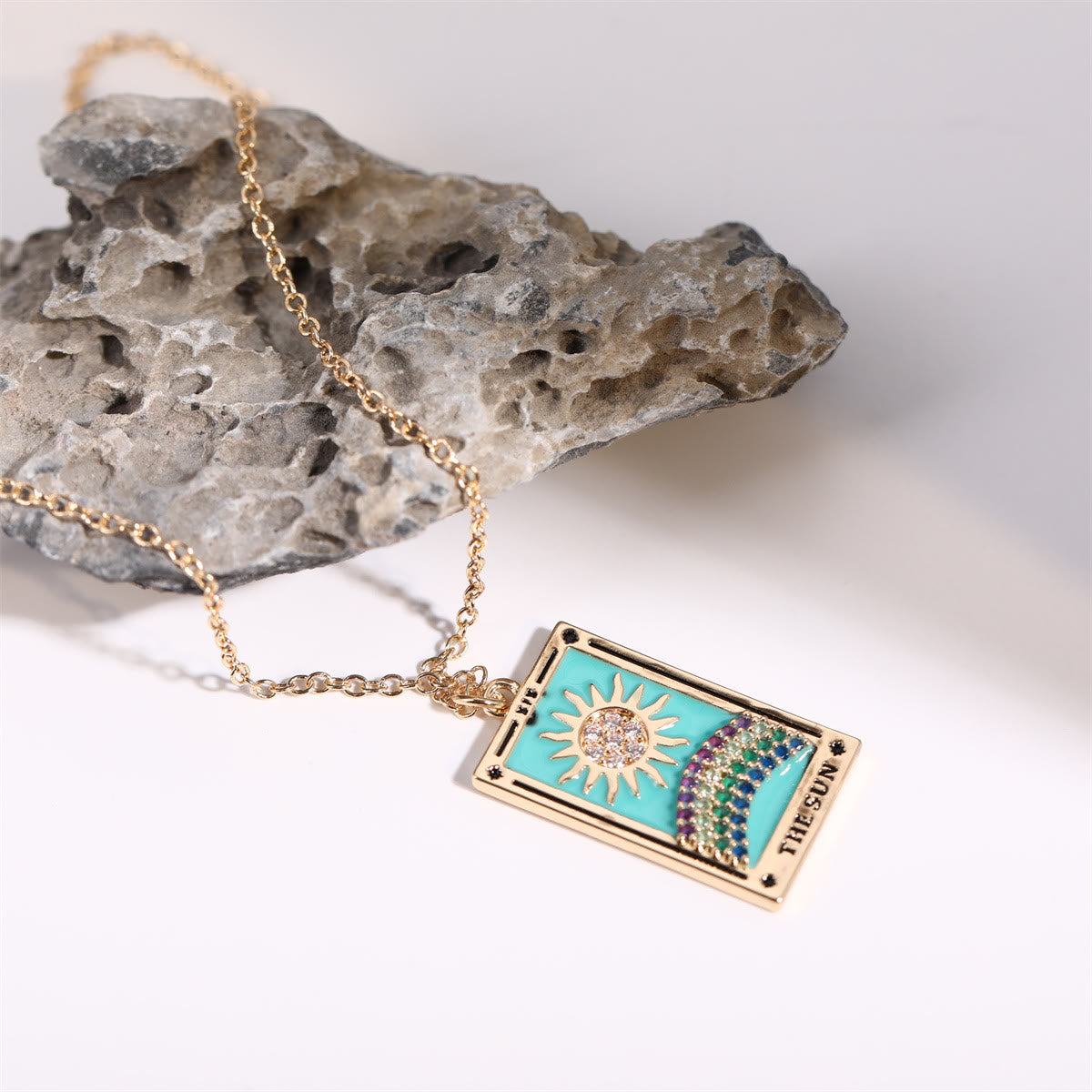 Amara - Tarot Drop Pendant Necklace with Zirconia for Women