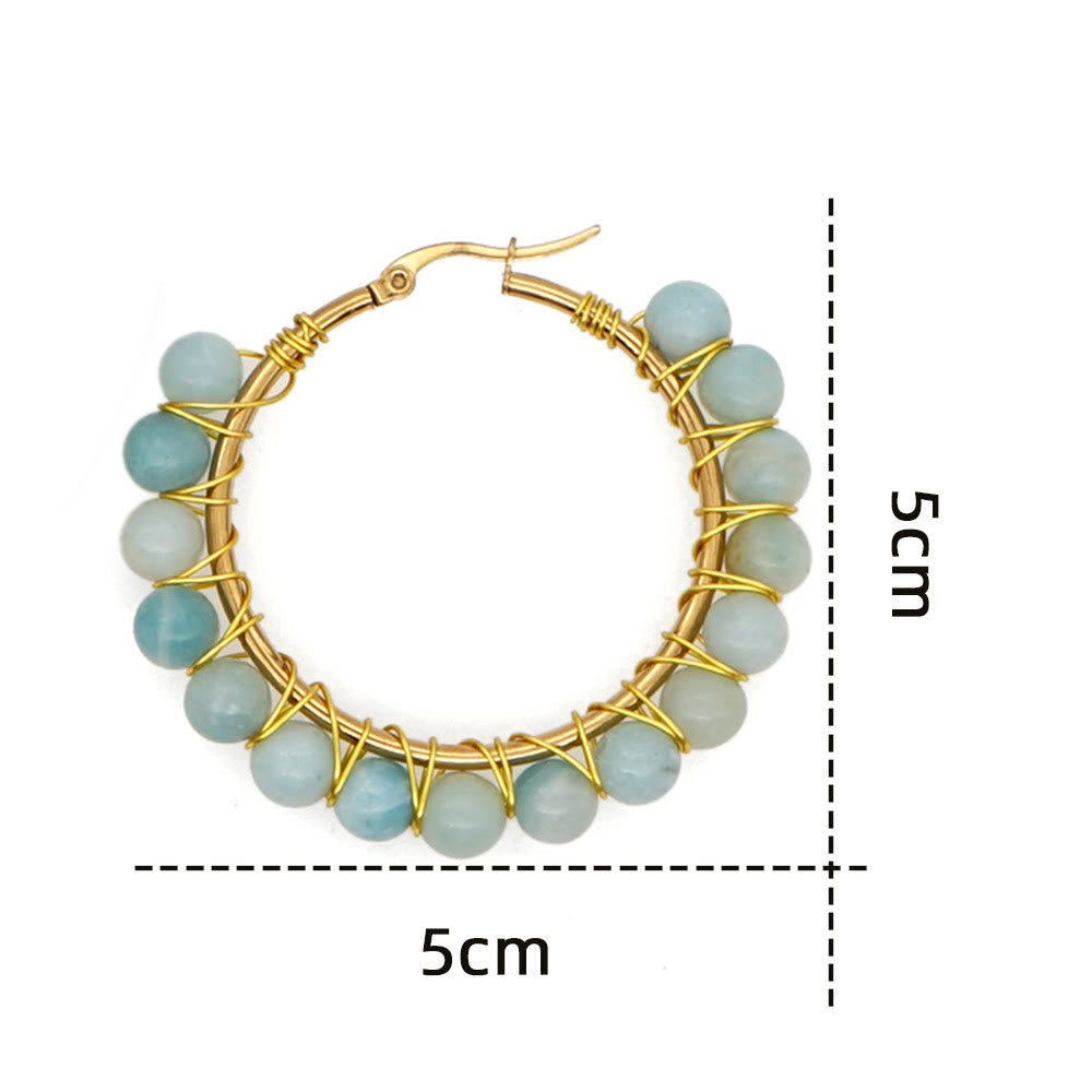 Sanne - Boho Natural Crystal Hoop Earrings for Women