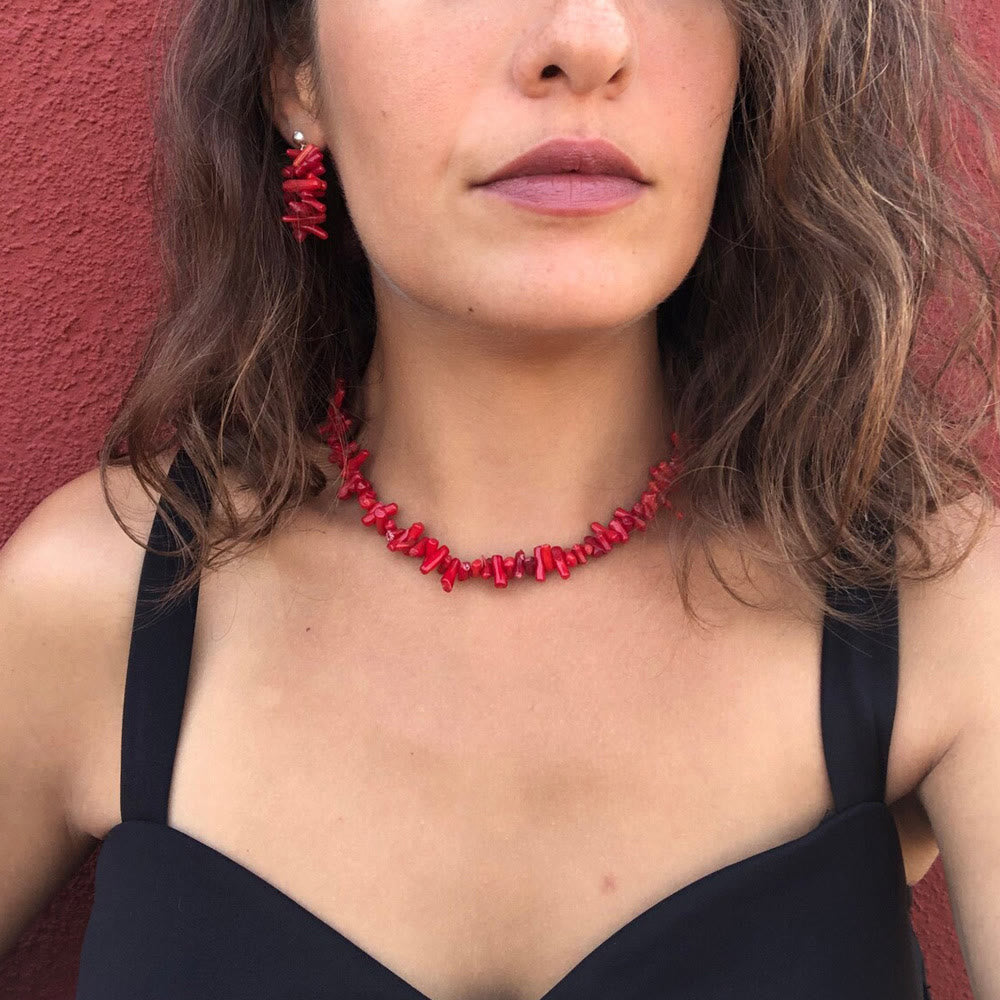 Lina Polished Crystal Necklace with Natural Gemstones