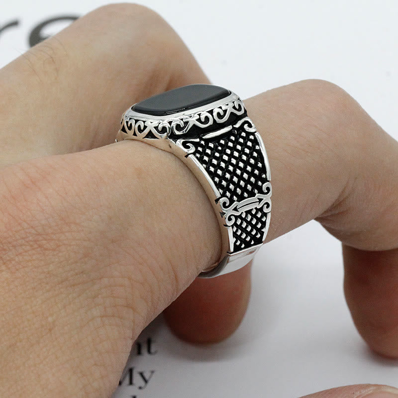 Max - Black Onyx Sterling Silver Ring for Men