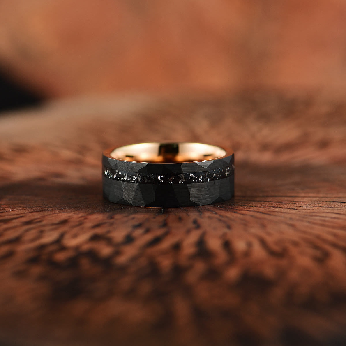 Ares - 8mm Black Tourmaline Tungsten Carbide Ring for Men