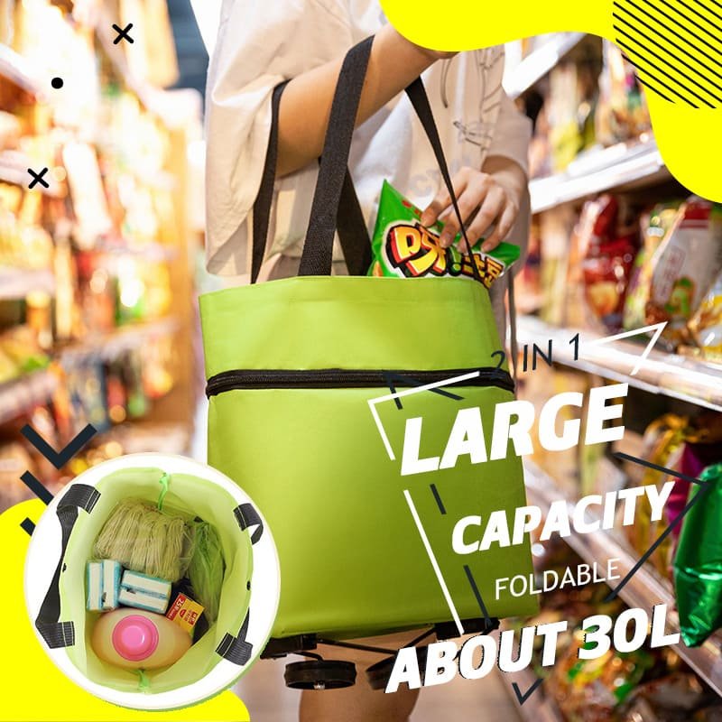CarryFlex - Foldable 2-in-1 Shopping Bag with Wheels