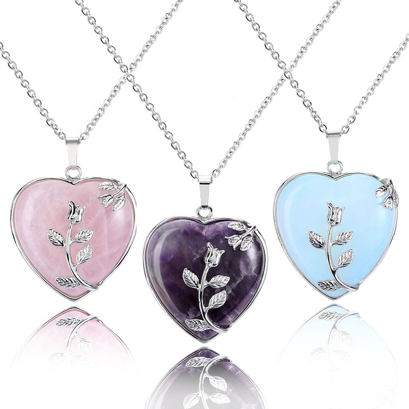 Amara - Heart-Shaped Rose Quartz Necklace for Women