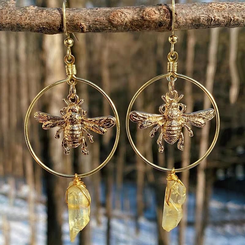 Elara - Natural Crystal Moon & Stars Earrings for Women