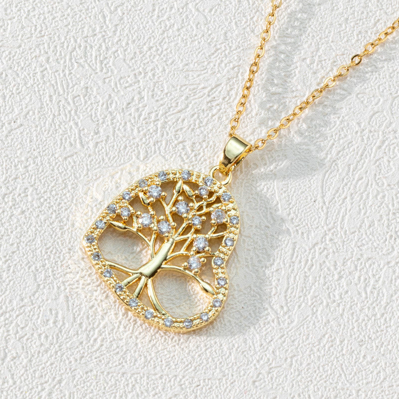 Zirconia - Tree of Life Hollow Pendant Necklace