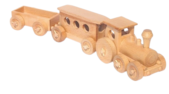 WoodenTrain - Wooden Toy Train with Detachable Carriages