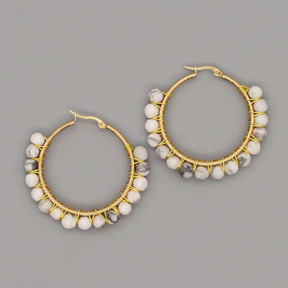 Sanne - Boho Natural Crystal Hoop Earrings for Women