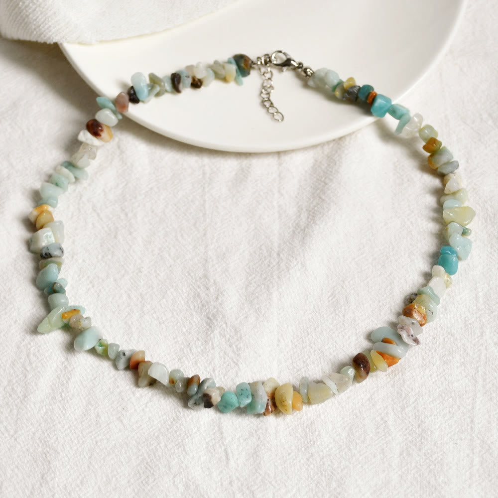 Lina Polished Crystal Necklace with Natural Gemstones