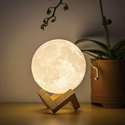 Magic Moon Lamp - Touch LED Light with Wooden Stand