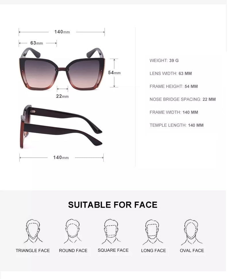 BillieShade - Square Retro Cat-Eye Sunglasses with UV Protection