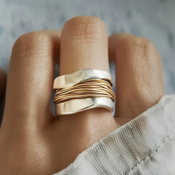 Solaira - Silver Ring with Gold Accents for Women