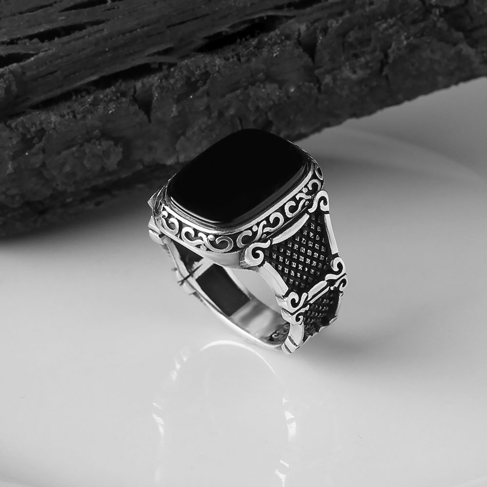 Max - Black Onyx Sterling Silver Ring for Men