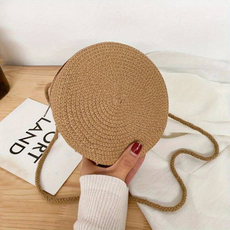 BellaRound Bag - Round Straw Shoulder Bag for Summer