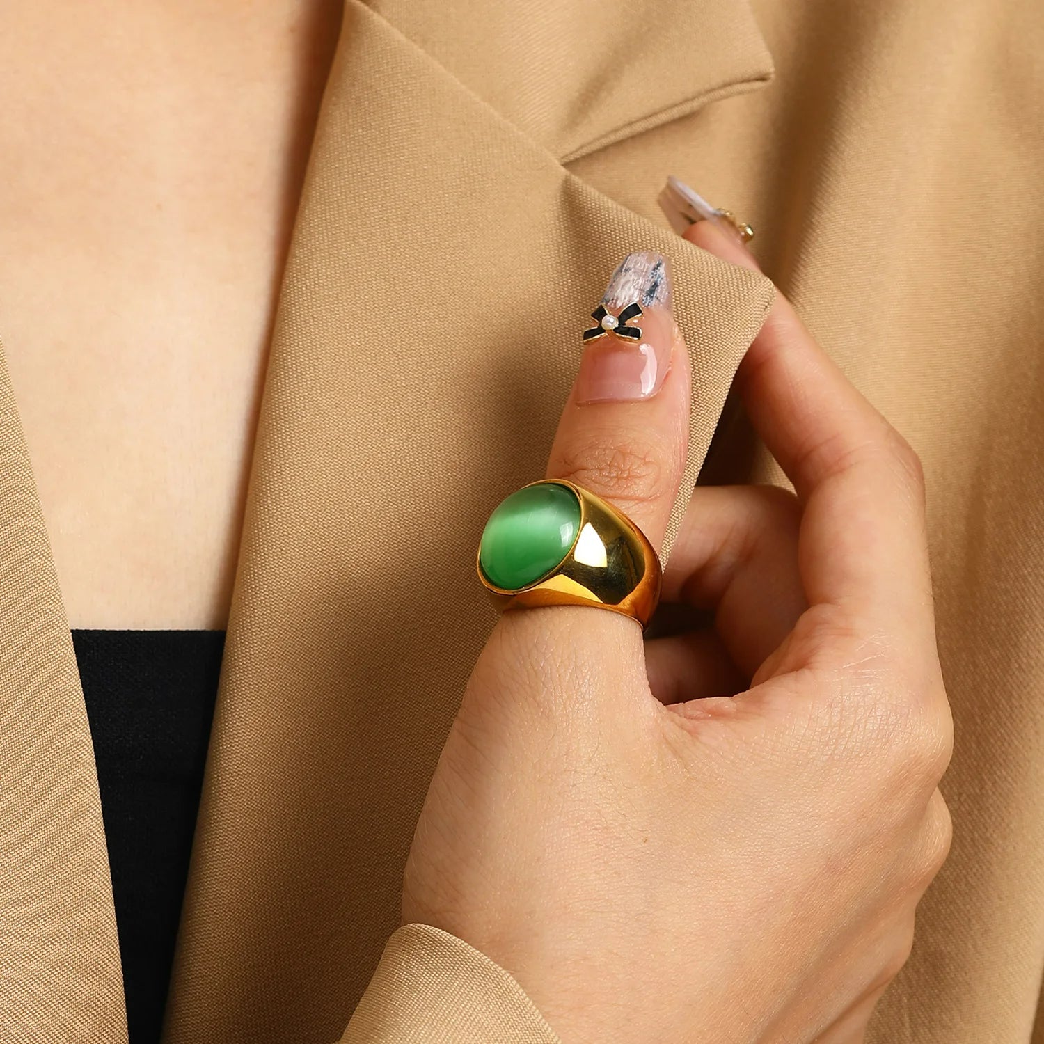 Large Cat's Eye - Gemstone Ring for Women