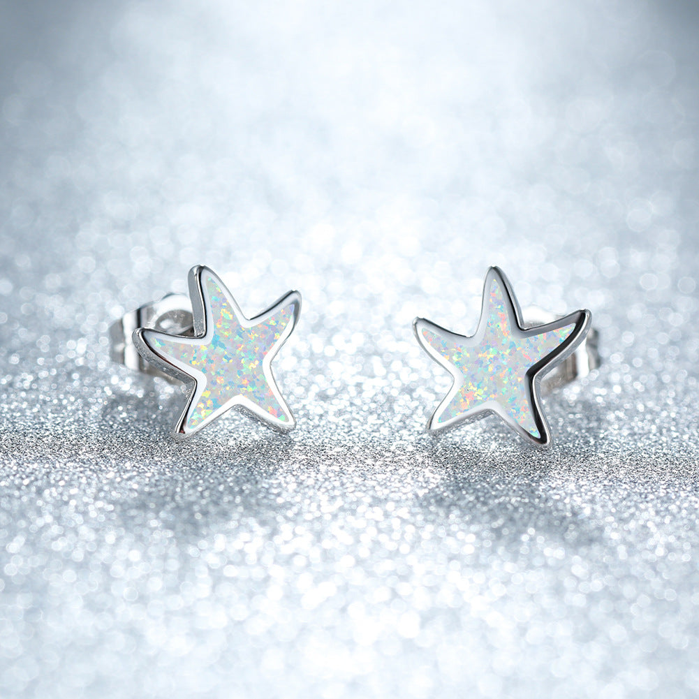 Blue Opal - Starfish Earrings for Women