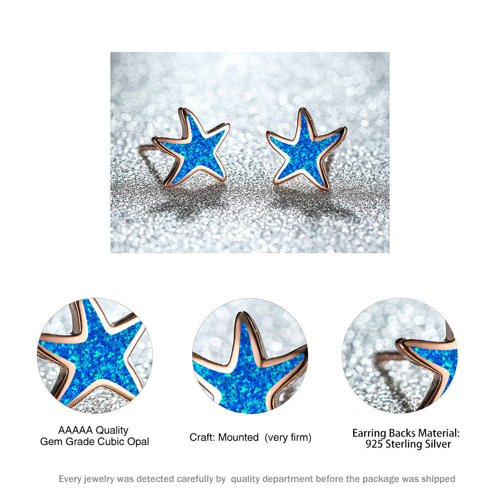 Blue Opal - Starfish Earrings for Women