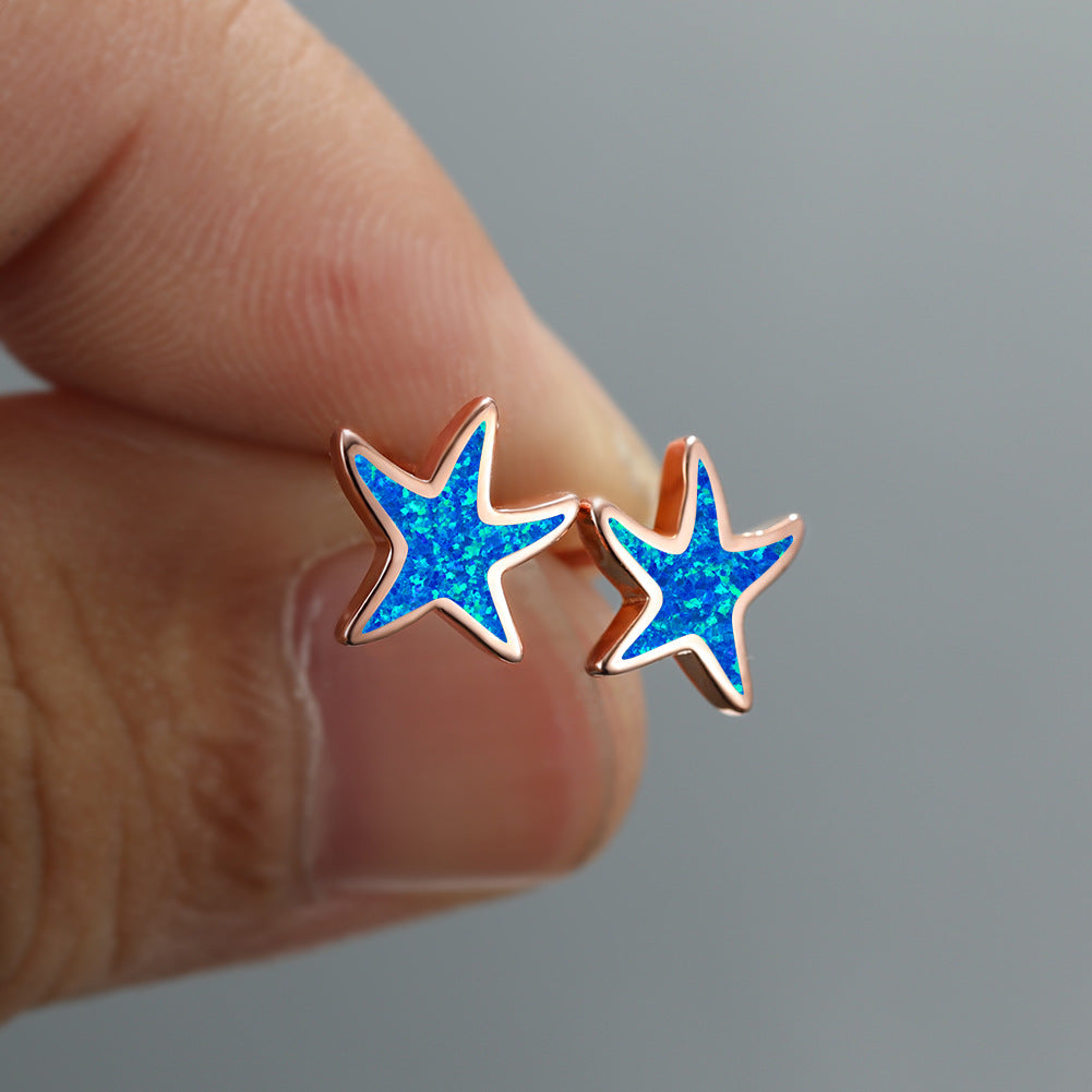 Blue Opal - Starfish Earrings for Women