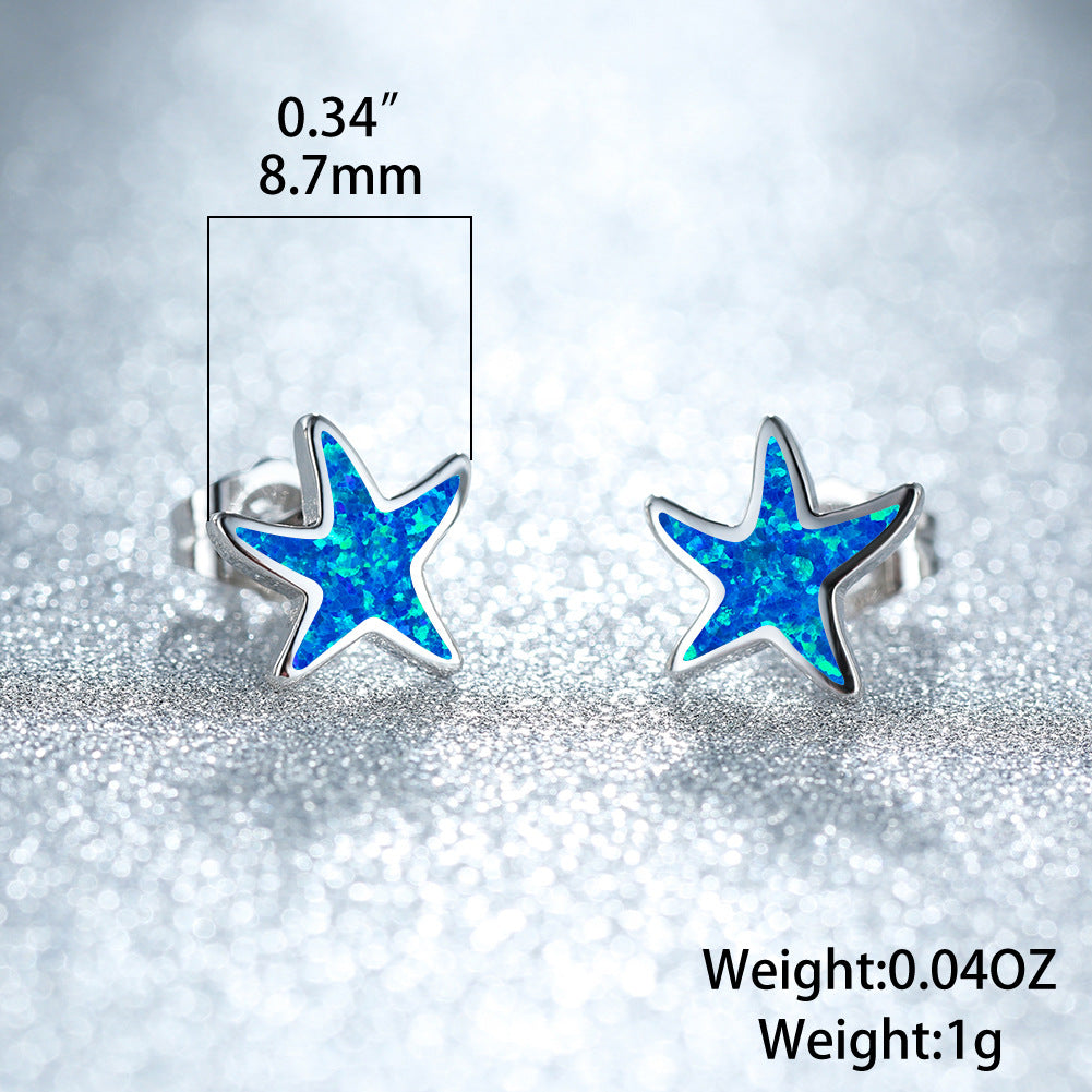Blue Opal - Starfish Earrings for Women