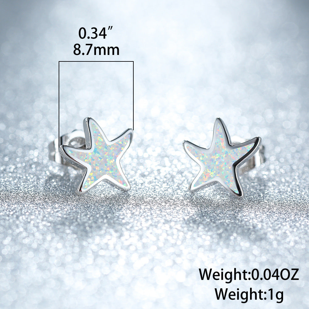Blue Opal - Starfish Earrings for Women