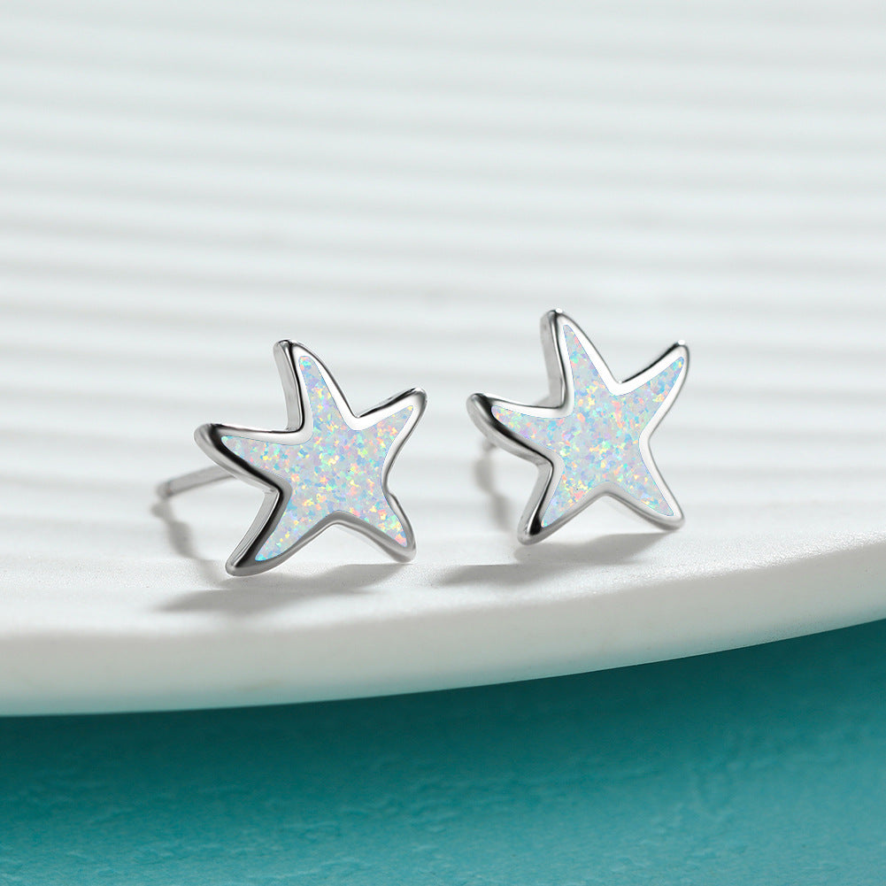 Blue Opal - Starfish Earrings for Women
