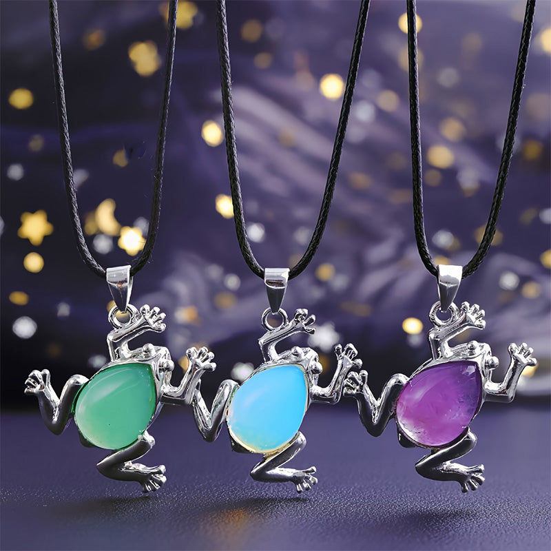 Gaia - Natural Crystal Frog Meditation Necklace