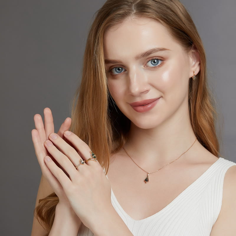 Lana - Moss Agate & White Zircon Jewellery Set for Women