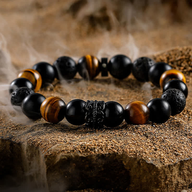 Ragnar Lord - Black Warrior Natural Crystal Beaded Bracelet for Men
