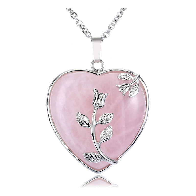 Amara Heart Rose Quartz Necklace - Romantic Gemstone Pendant