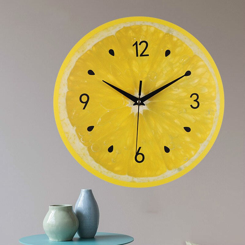 Lemon Kitchen Wall Clock - Bright Cheerful Decor