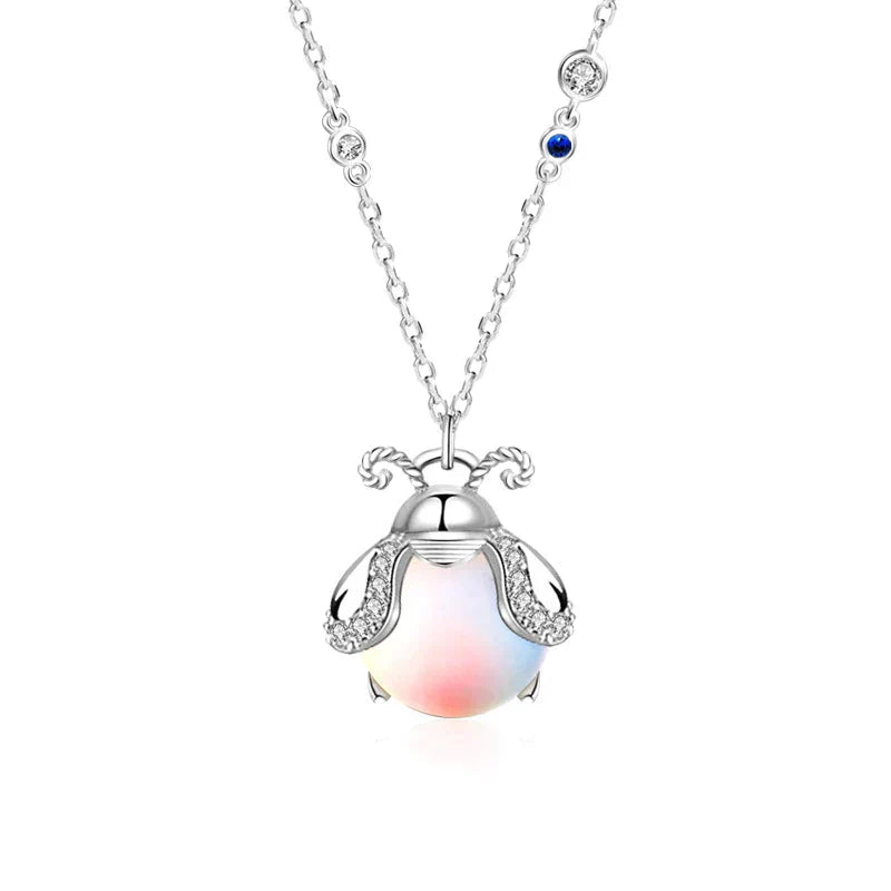 Firefly Moonstone Necklace - Glowing Handmade Silver Pendant