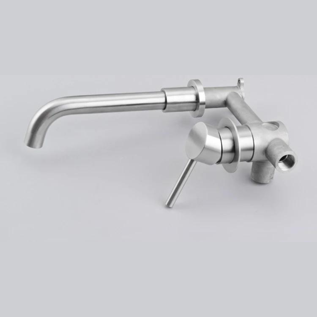 Brushed Nickel Wall Faucet - Modern Basin Mixer Tap