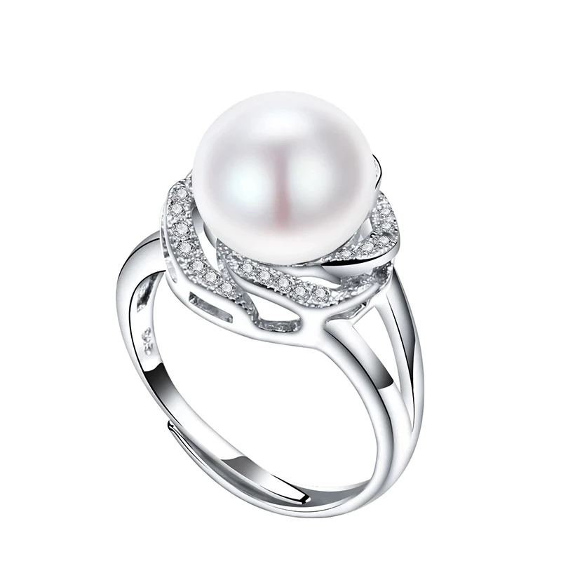 Pearl Ring - Adjustable Sterling Silver Freshwater Pearl Statement Ring