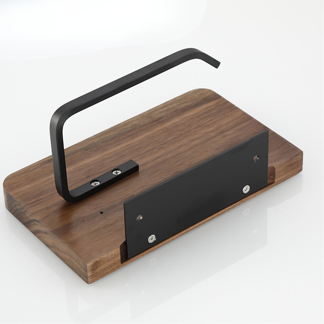 Walnut Toilet Paper Holder - Wall-Mounted Wood & Steel