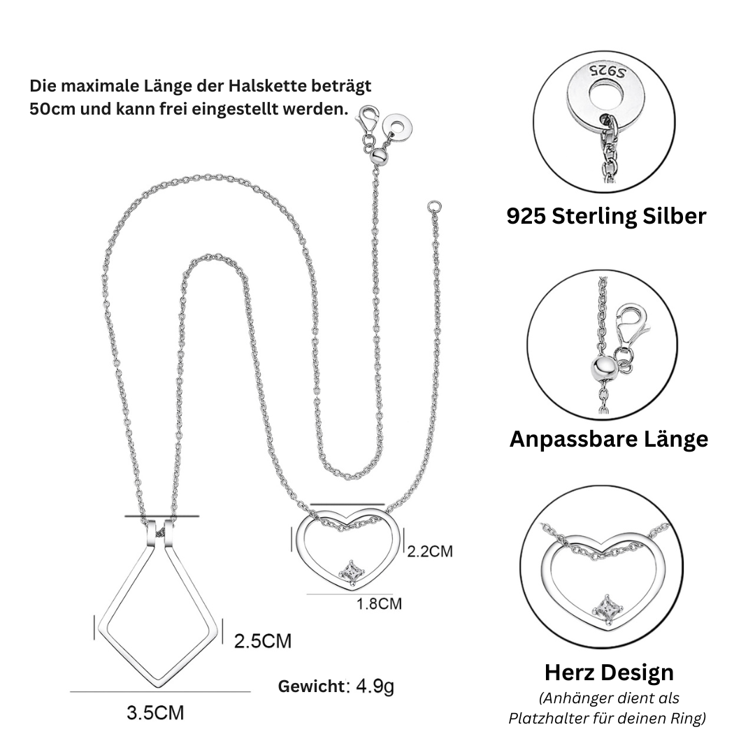 Amelina - Heart Ring-Holder Necklace for Women