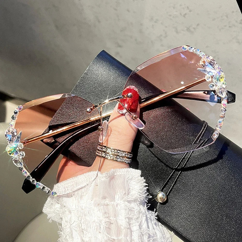 AyaVision - Vintage Rimless Sunglasses with Gradient Lenses