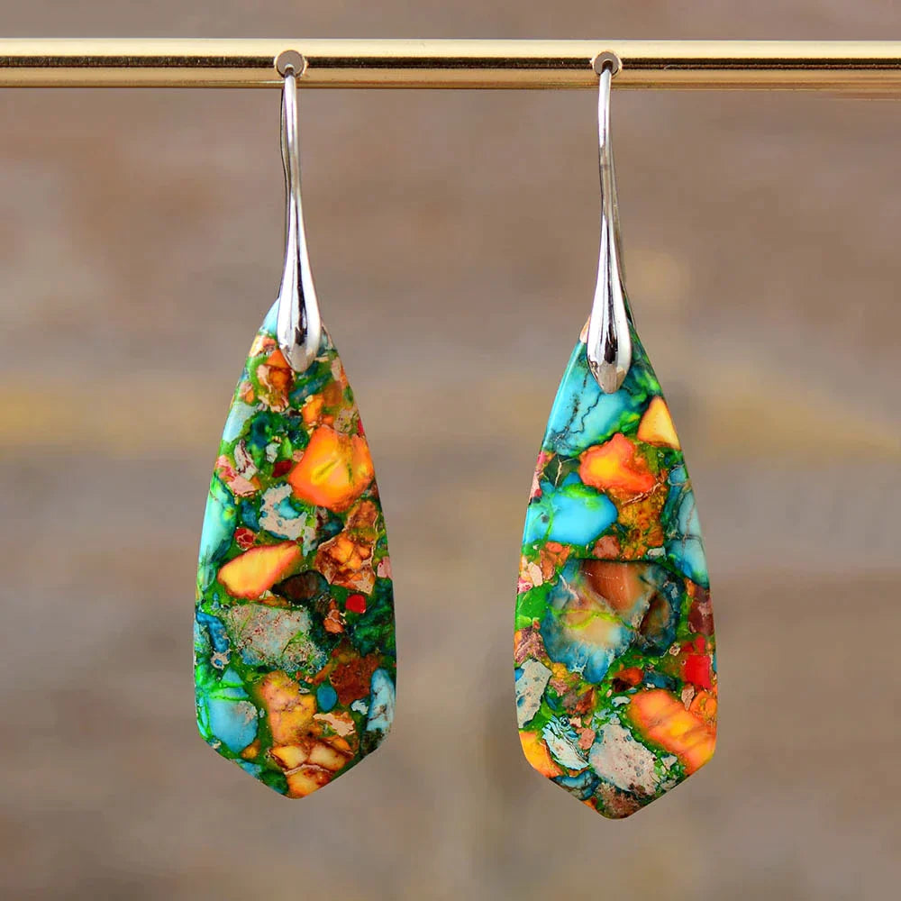Vibrant Jasper Earrings - Colourful Sterling Silver