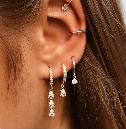 Aurora - Sterling Silver Earrings Set with Hoops and Drops