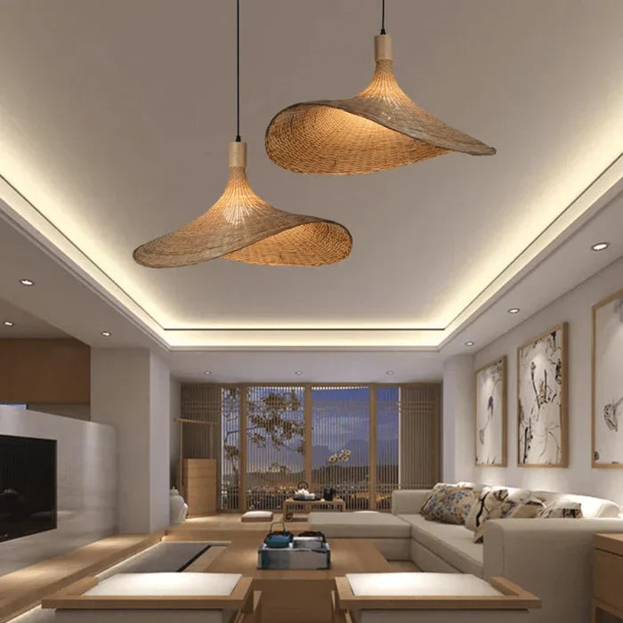 RusticWeave Light - Elegant Woven Rattan Pendant Lamp