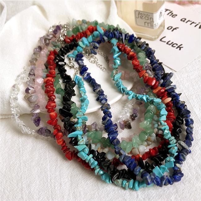 Lina Polished Crystal Necklace with Natural Gemstones