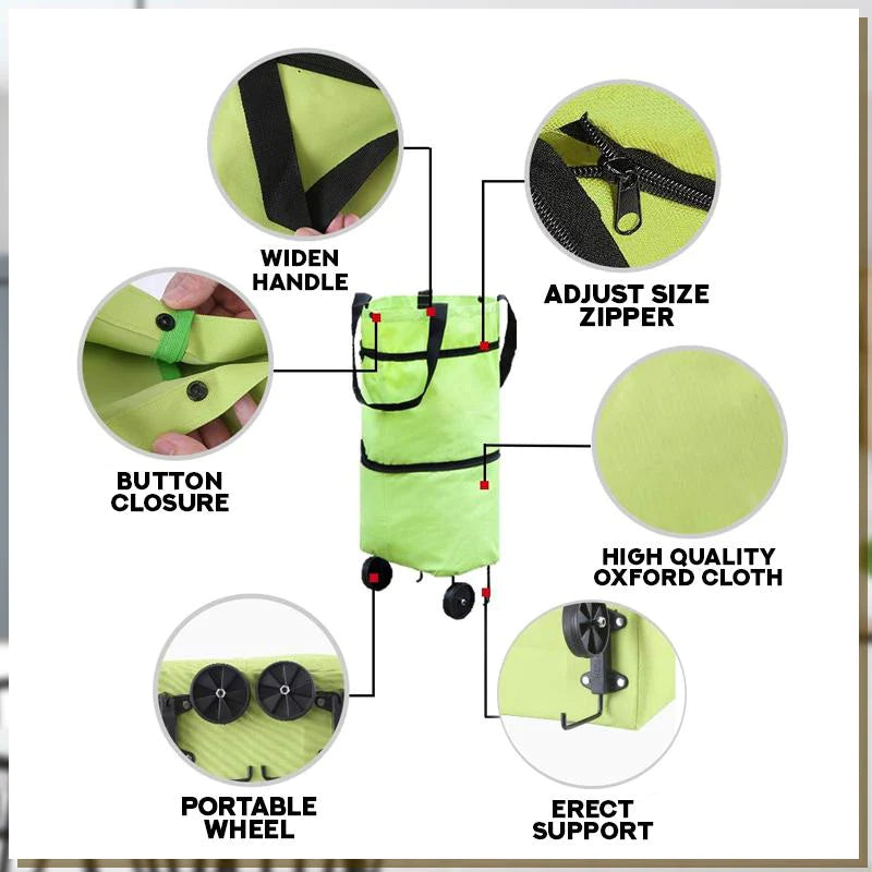 CarryFlex - Foldable 2-in-1 Shopping Bag with Wheels