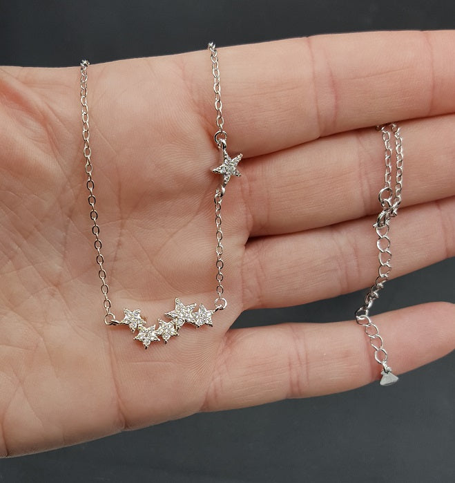 StarGleam Necklace - Silver Star Crystal Necklace