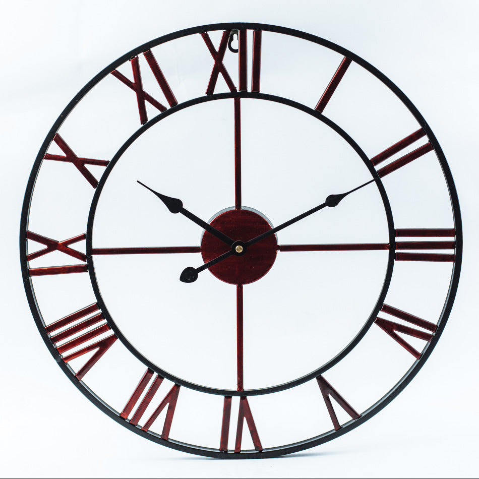 Large Retro Iron Wall Clock - Timeless Elegance