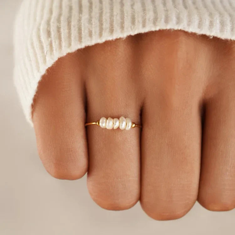 Sophie - Gold Pearl Ring for Women