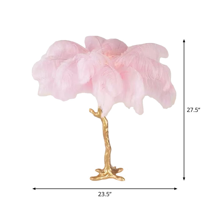 FeatherLuxe Feather Table Lamp - Pink and Gold