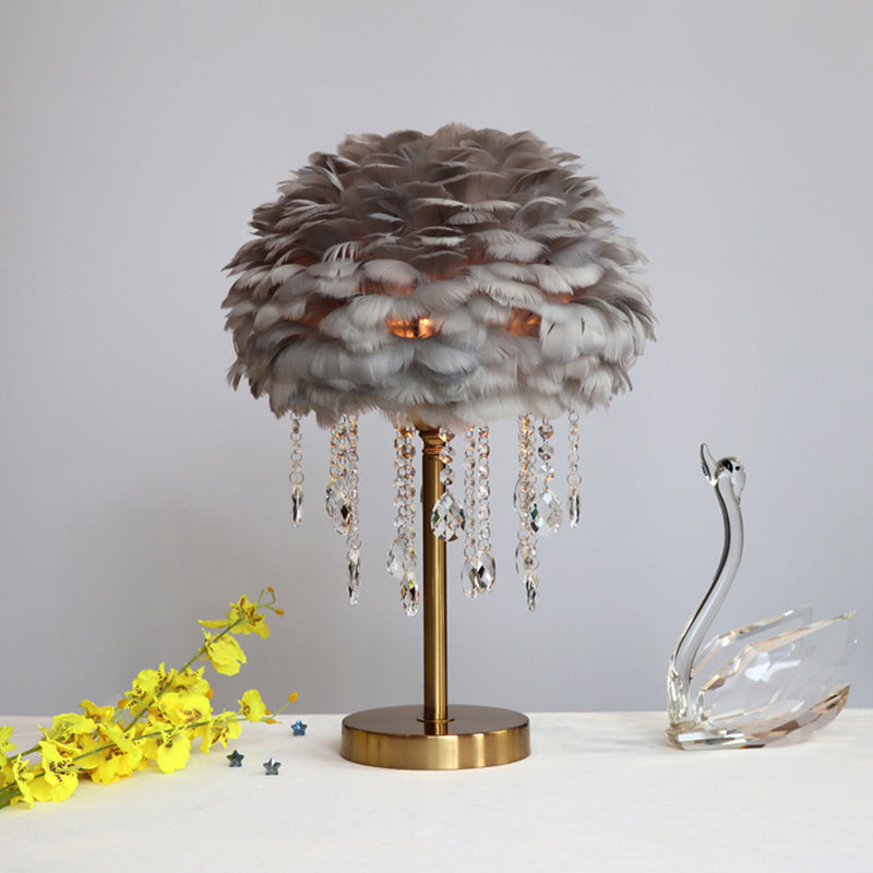 FeatherBeam Feather Bedside Lamp - Crystal Decor