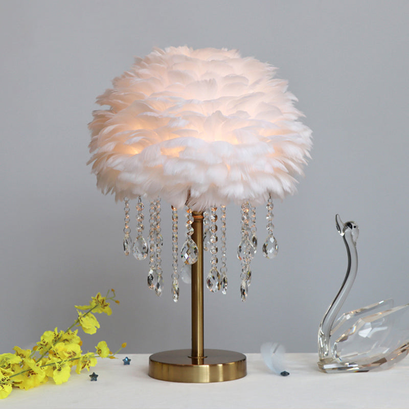 FeatherBeam Feather Bedside Lamp - Crystal Decor