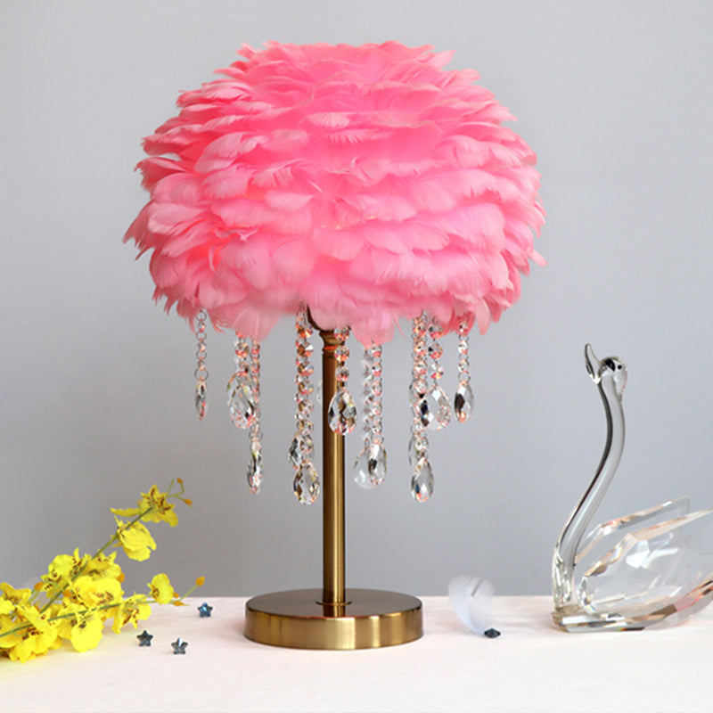 FeatherBeam Feather Bedside Lamp - Crystal Decor